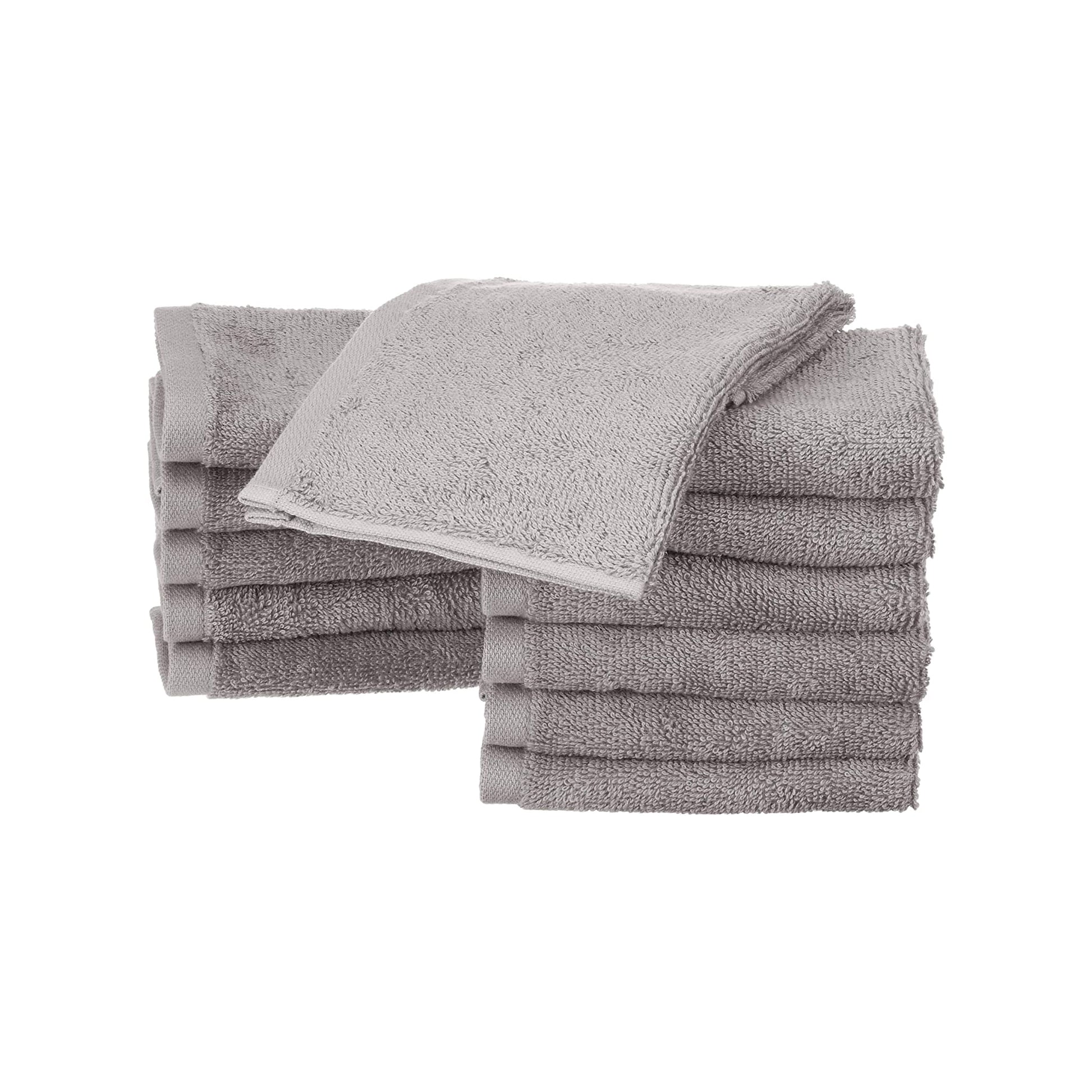 Amazon Basics - Waschlappen aus Baumwolle, 12er-Pack, Grau